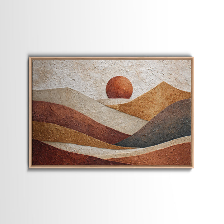Abstract Sunrise Geometry Canvas Print, Above Bed Art, Neutral Decor, Bedroom Decor, Abstract Art, Serenity, Wall Decor, ABA-3x2-72