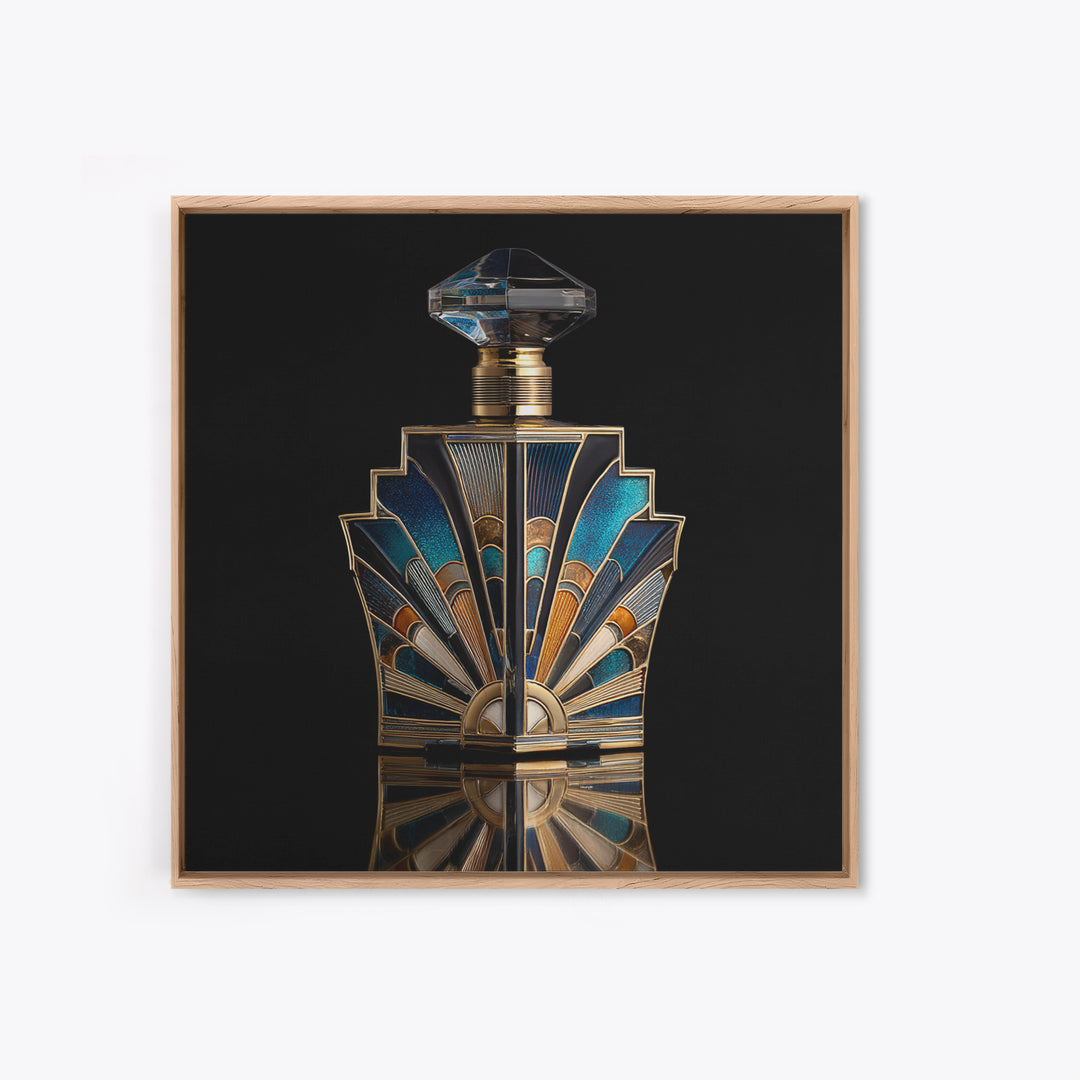 Ornate Perfume Bottle Framed Canvas Print, Art Deco Art, Downloadable Art, Living Room Decor, Fine Art, Glamour, ADA-1x1-34