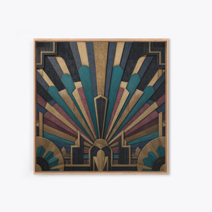 Tropical Hotel Facade Framed Canvas Print, Art Deco Art, Apartment Decor, Living Room Decor, Fine Art, Glamour, Gallery Decor, ADA-1x1-64