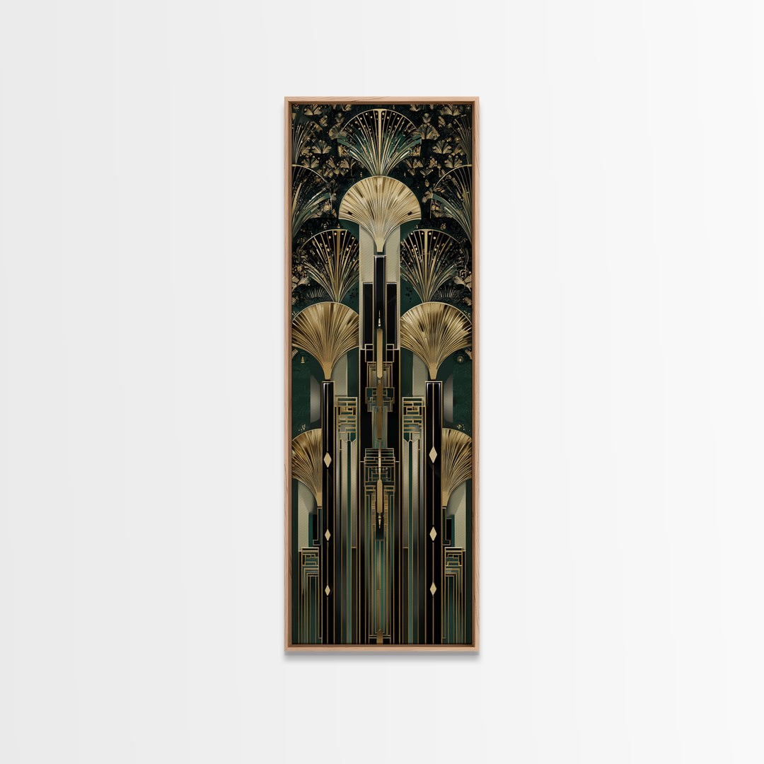 Black and Gold Sunburst Pattern Canvas Print, Art Deco Art, Gallery Decor, Living Room Decor, Fine Art, Glamour, Wall Art, ADA-1x3-14