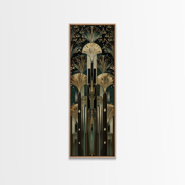 Black and Gold Sunburst Pattern Canvas Print, Art Deco Art, Gallery Decor, Living Room Decor, Fine Art, Glamour, Wall Art, ADA-1x3-14