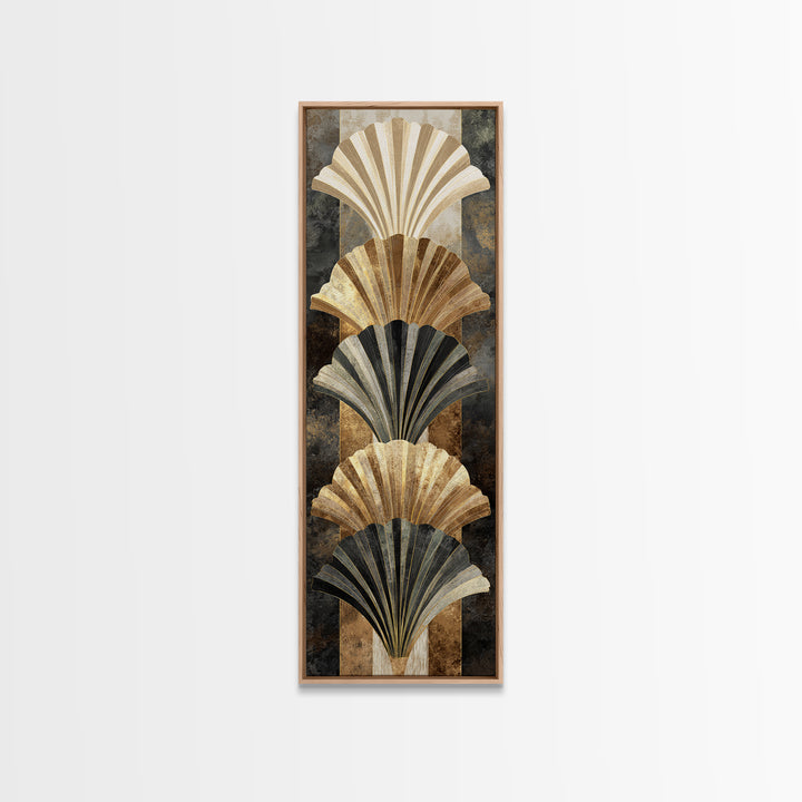 Fan Shaped Shell Motif Canvas Print, Art Deco Art, Decor, Living Room Decor, Abstract Art, Glamour, Apartment Decor, ADA-1x3-32