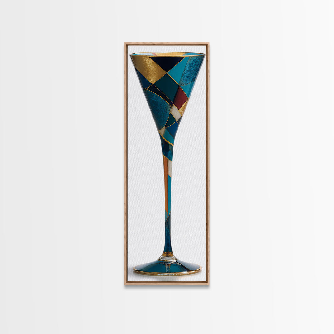 Luxury Cocktail Glass Canvas Print, Art Deco Art, Decor, Living Room Decor, Abstract Art, Glamour, Apartment Decor, ADA-1x3-65