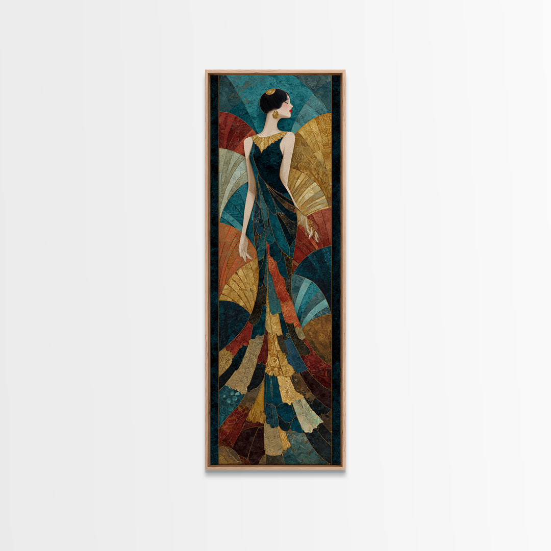 Fan Shaped Shell Motif Framed Canvas Print, Art Deco Art, Wall Art Print, Living Room Decor, Glamour, Statement Artwork, ADA-1x3-80
