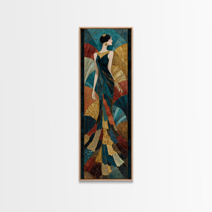 Fan Shaped Shell Motif Framed Canvas Print, Art Deco Art, Wall Art Print, Living Room Decor, Glamour, Statement Artwork, ADA-1x3-80