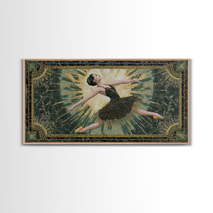 Deco Dancer in Beaded Dress and Angular Framed Canvas Print, Art Deco Art, Room Decor, Living Room Decor, Fine Art, Glamour, ADA-2x1-75
