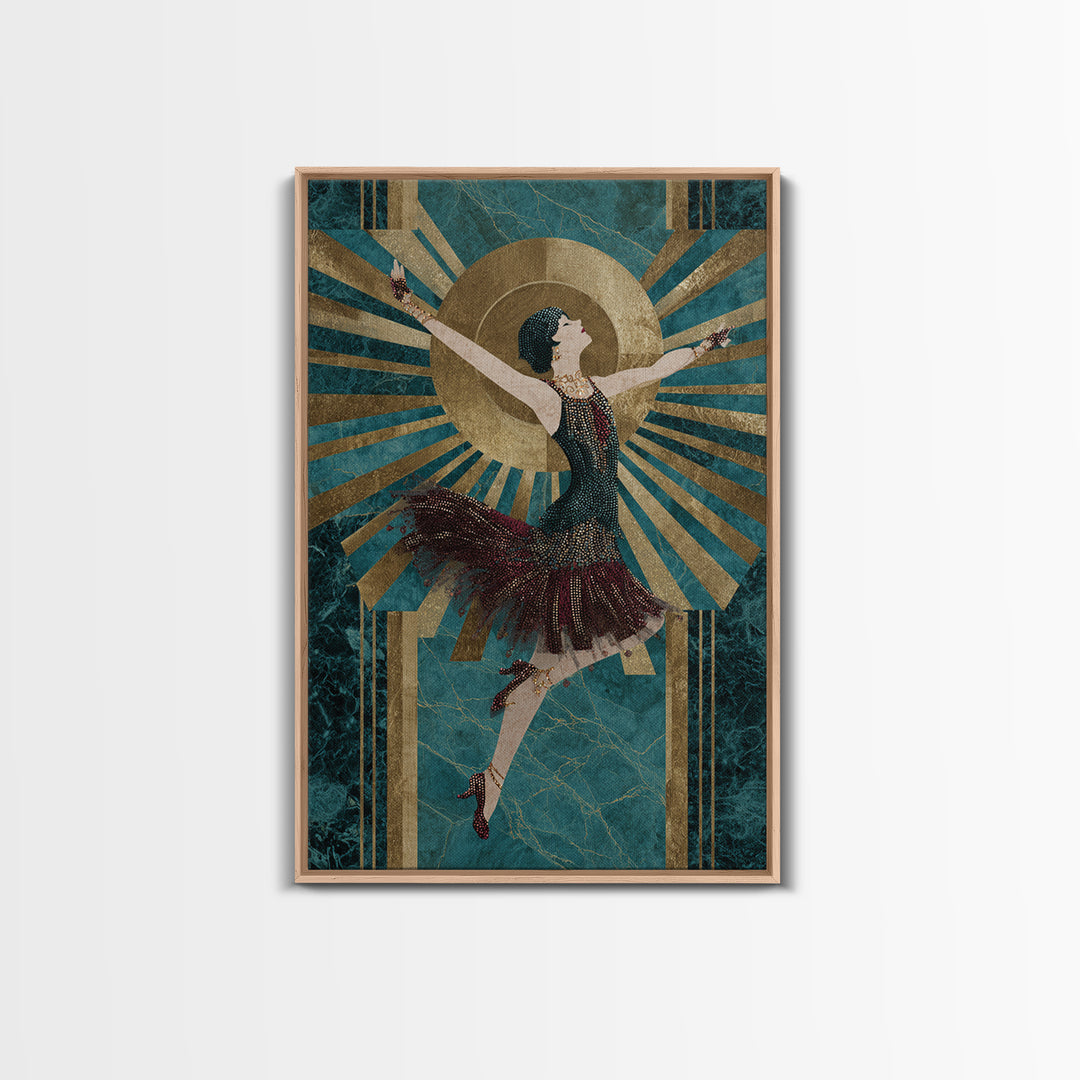 Deco Dancer in Beaded Dress and Angular Canvas Print, Art Deco Art, Minimalist Decor, Living Room Decor, Fine Art, Glamour, ADA-2x3-15