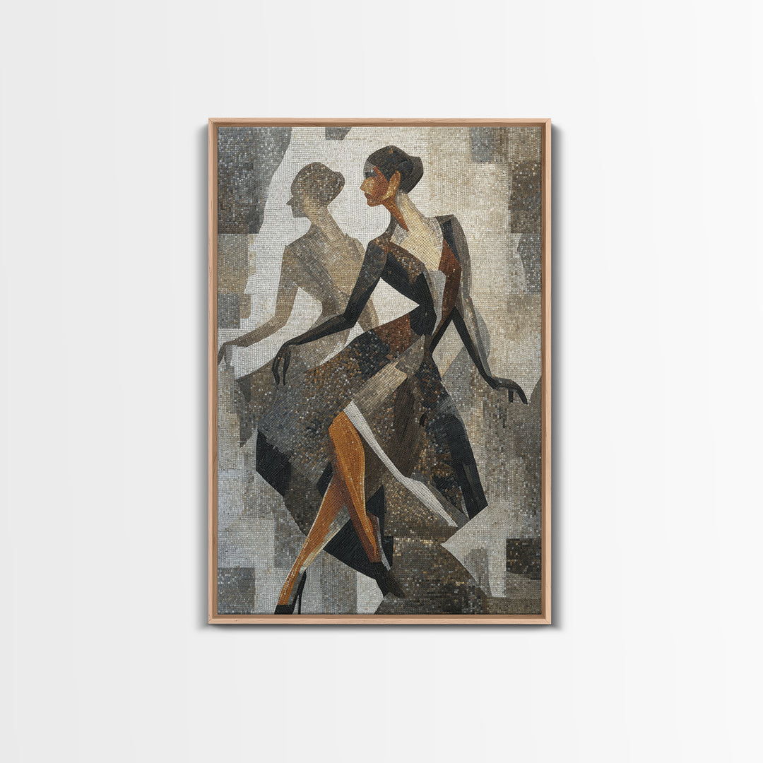 Deco Dancer in Beaded Dress and Angular Canvas Print, Art Deco Art, Canvas, Living Room Decor, Glamour, Wall Art Print, ADA-2x3-39