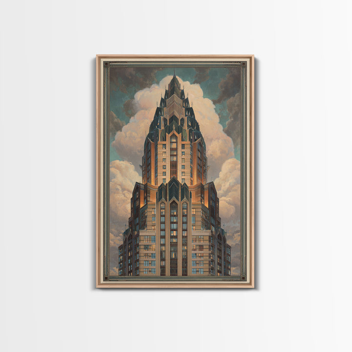 Stylized Skyscraper Crown Canvas Print, Art Deco Art, Wall Decor, Living Room Decor, Fine Art, Glamour, Abstract Art, ADA-2x3-54