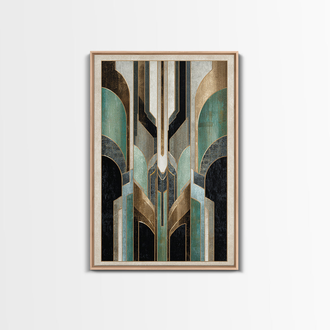 Abstract Stepped Arches Framed Canvas Print, Art Deco Art, Printable, Living Room Decor, Abstract Art, Glamour, ADA-2x3-98