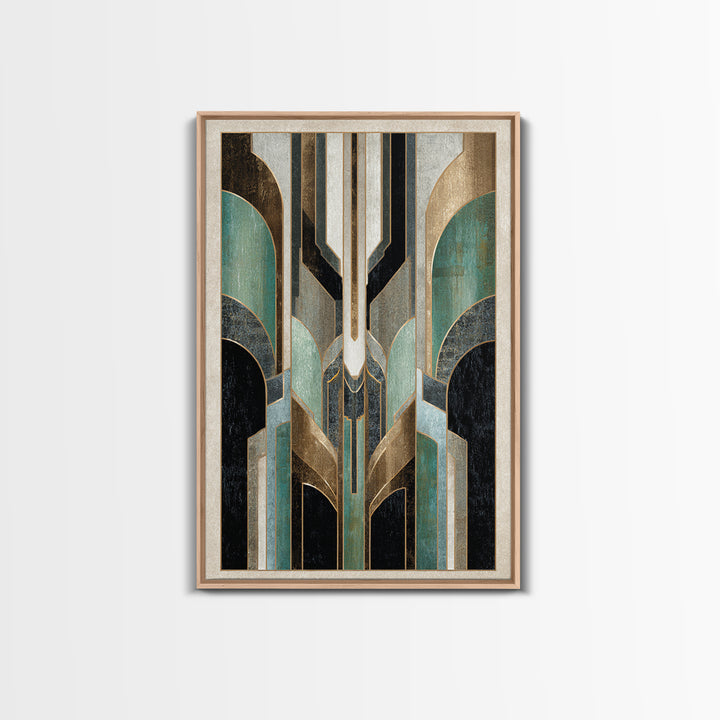 Abstract Stepped Arches Framed Canvas Print, Art Deco Art, Printable, Living Room Decor, Abstract Art, Glamour, ADA-2x3-98