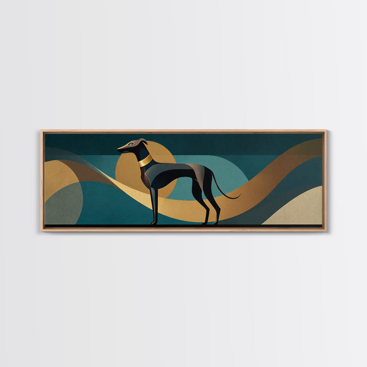 Elegant Greyhound Silhouette Framed Canvas Print, Art Deco Art, Gallery Wall Art, Living Room Decor, Fine Art, Glamour, ADA-3x1-81