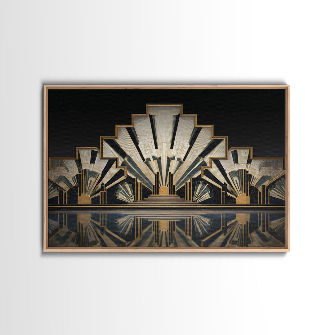 Tropical Hotel Facade Canvas Print, Art Deco Art, Downloadable Art, Living Room Decor, Watercolor Art, Glamour, ADA-3x2-44
