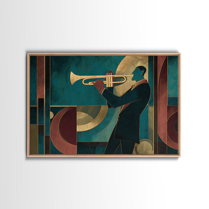 Jazz Trumpet Player Canvas Print, Art Deco Art, Room Decor, Living Room Decor, Fine Art, Glamour, Digital Art, Printable, ADA-3x2-56