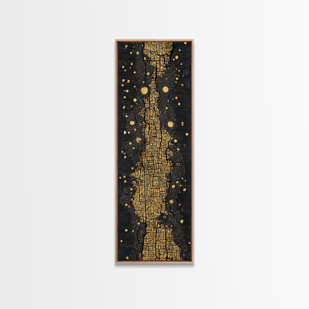 Black And Gold Ancestral Path, Abstract African Art, Luxury Wall Art, Spiritual Decor, Premium Canvas Print Gift For Home