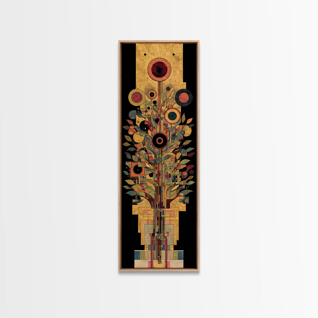 Gold Botanical African Tree Of Life Canvas Print, Geometric Floral Wall Decor, Elegant Afrocentric Art For Living Room Decor