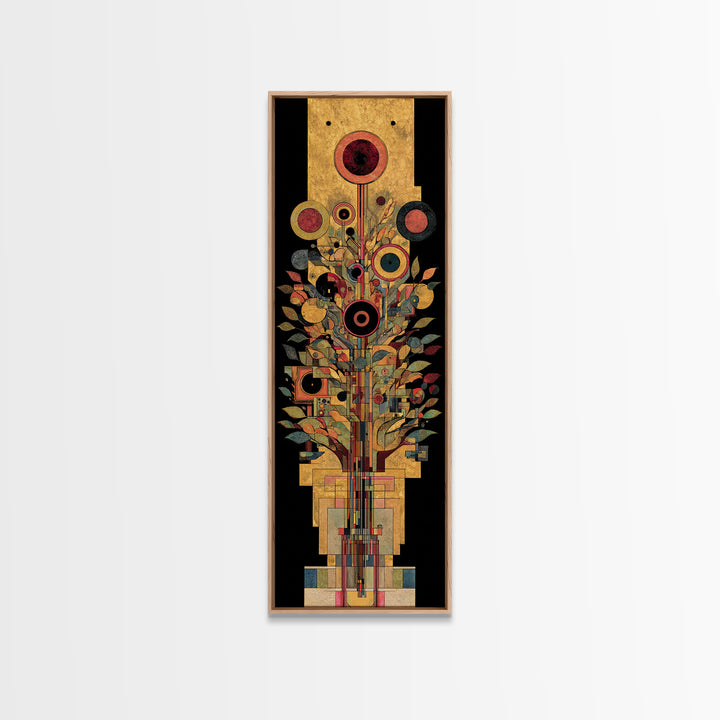 Gold Botanical African Tree Of Life Canvas Print, Geometric Floral Wall Decor, Elegant Afrocentric Art For Living Room Decor