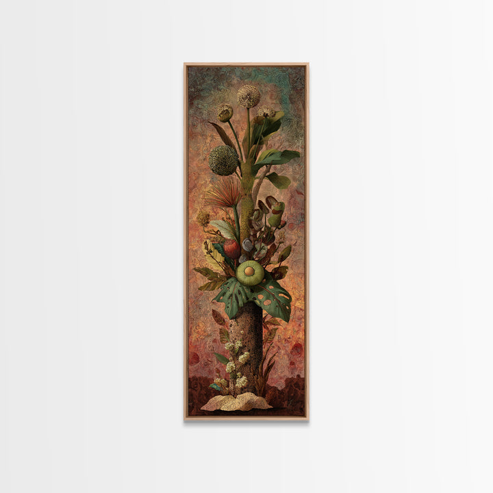 Surreal Tropical Botanical Bouquet With Protea And Ferns Canvas Print, African Inspired Wall Art, Boho Home Decor Gift For Her