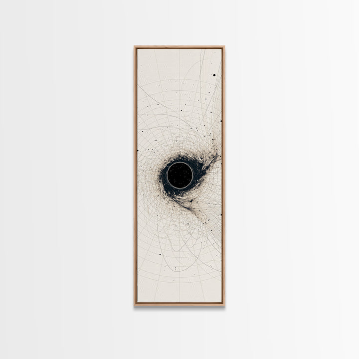 Minimal Black Singularity With Orbital Lines Wall Art, Abstract Canvas Print, Modern Minimalist Decor, Geometric Art Gift