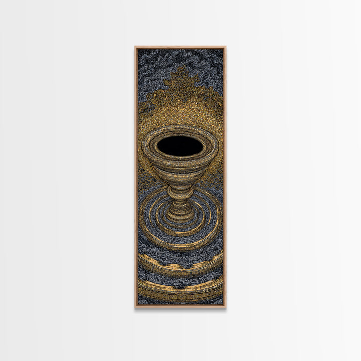 Golden Chalice Portal With Rippling Rings Canvas Print, Black And Gold Wall Art, Luxury Abstract Decor, Statement Art Gift