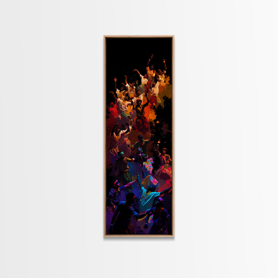 Joyful African Celebration Dance Wall Art, Colorful Afrocentric Canvas, Black Culture Art Print, Vibrant Home Decor Gift