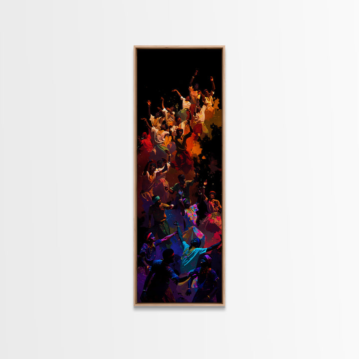 Joyful African Celebration Dance Wall Art, Colorful Afrocentric Canvas, Black Culture Art Print, Vibrant Home Decor Gift