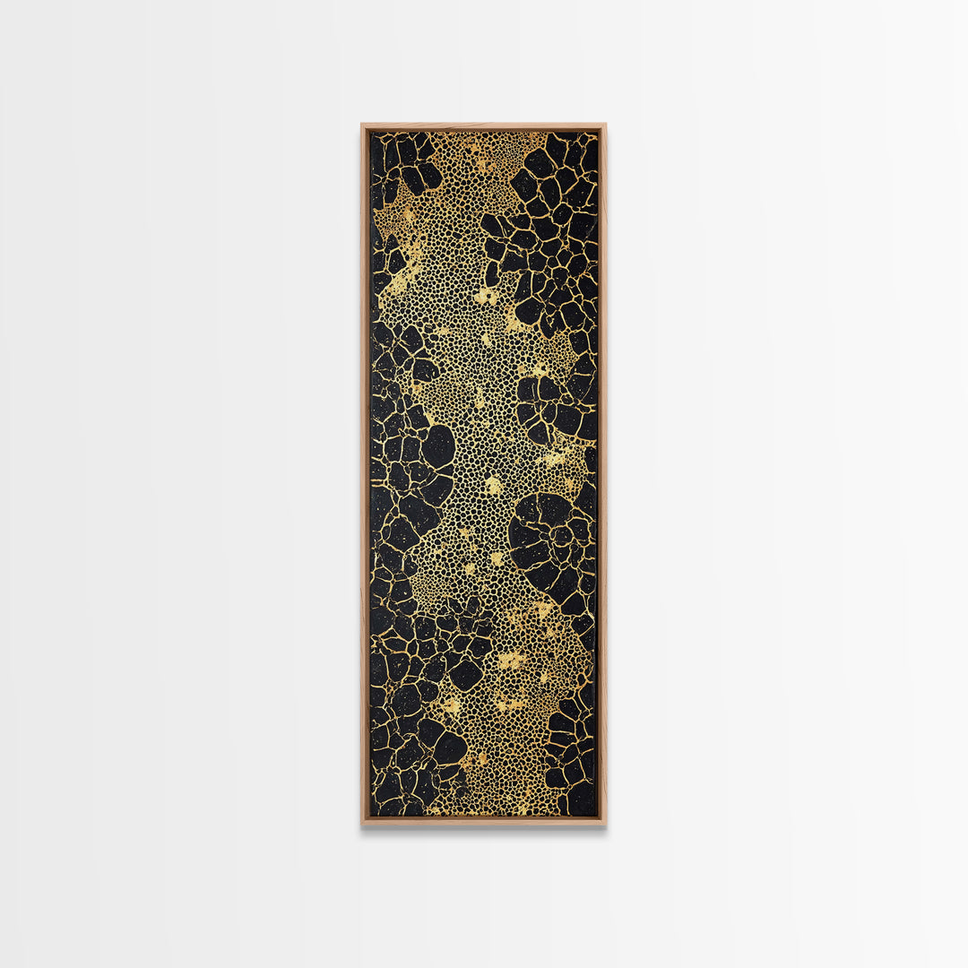 Gold Black Giraffe Pattern Abstract Wall Art, African Safari Canvas Print, Luxury Modern Tribal Decor, Earth Tone Home Gift