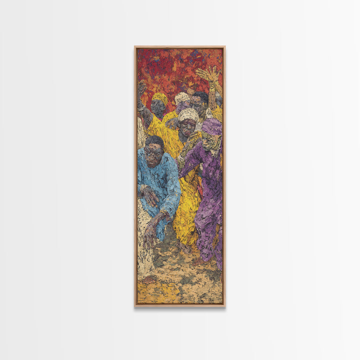 Vibrant African Festival Crowd Wall Art, Colorful Dance Canvas Print, Afrocentric Black Culture Statement Home Decor Gift