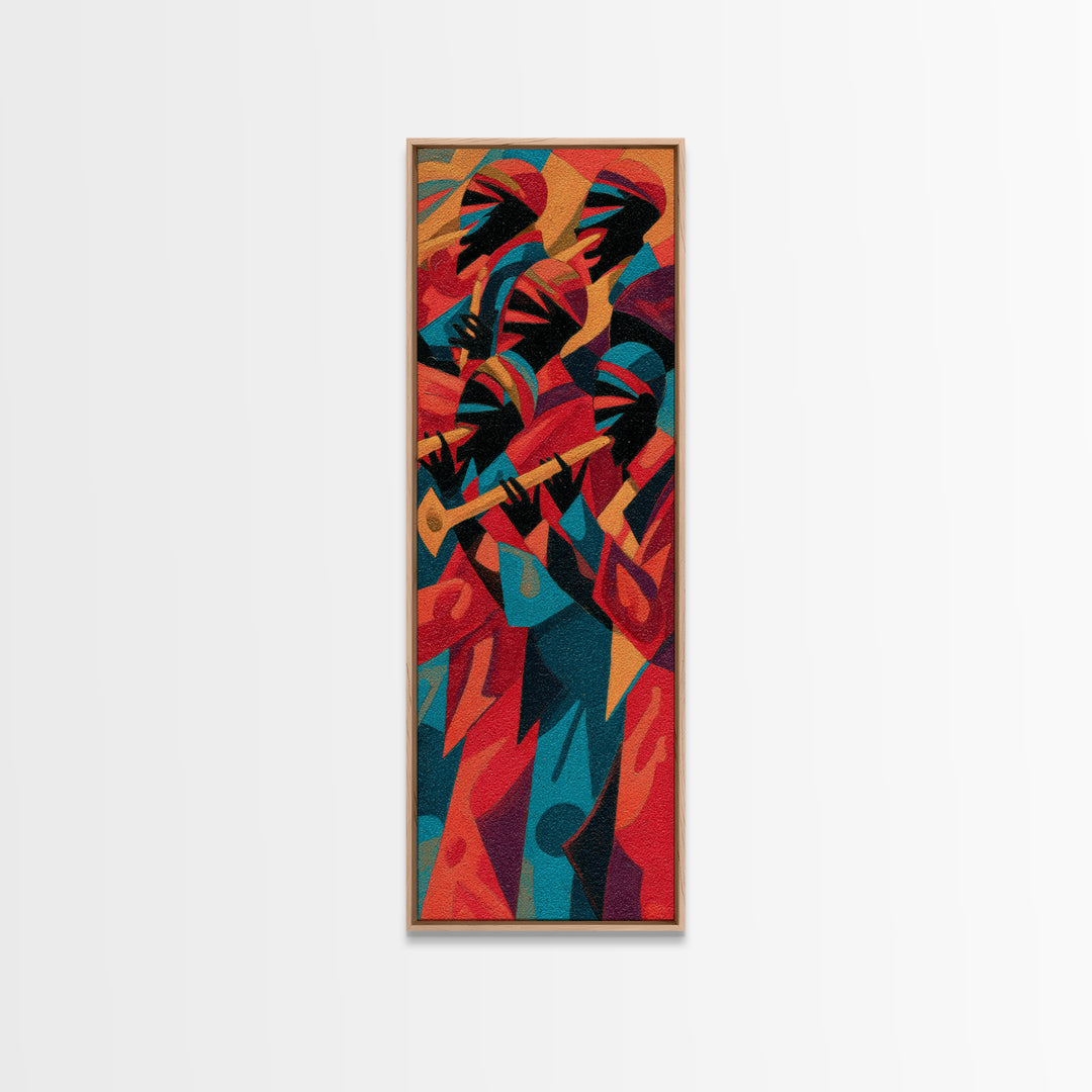 Abstract African Jazz Musicians Wall Art, Tribal Art Print, Afrocentric Decor, Bold Colorful Canvas Print, Music Lover Gift