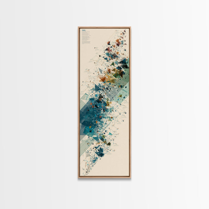 Teal Gold Abstract Shards Wall Art, Modern Geometric African Inspired Canvas Decor, Minimalist Office Art, Unique Home Decor