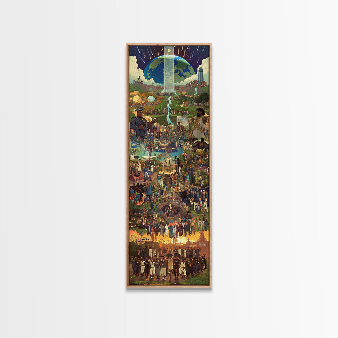 Afrofuturist Community Celebration Under Earth Wall Art, African Culture Art, Black History Decor, Unity Festival Print Gift