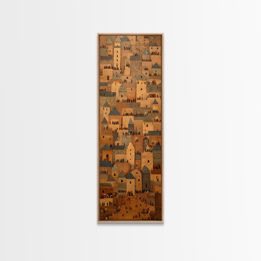 Sahel Mud Brick Village Wall Art, African Architecture Canvas Print, Earth Tone Cultural Decor, Tribal Cityscape Artwork