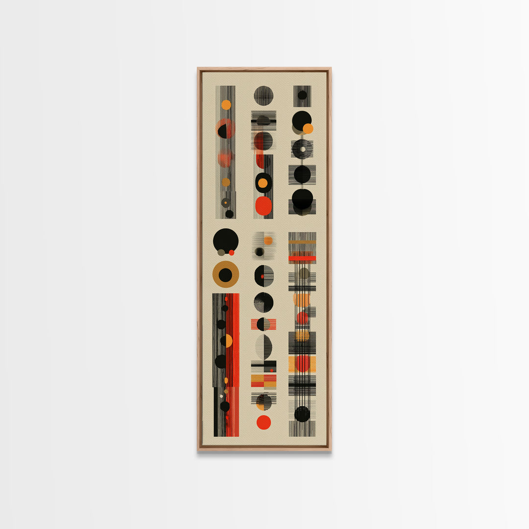 Earth Tone Circle Stripe Framed Canvas Print, African Abstract Pattern, Minimalist Wall Art, Mid Century Modern Decor Poster