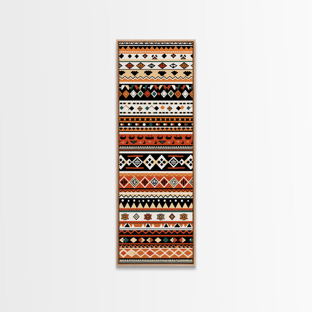 Orange Black And Teal African Patterns Wall Art, Tribal Textile Print, Ankara Inspired Decor, Boho Cultural Home Decoration