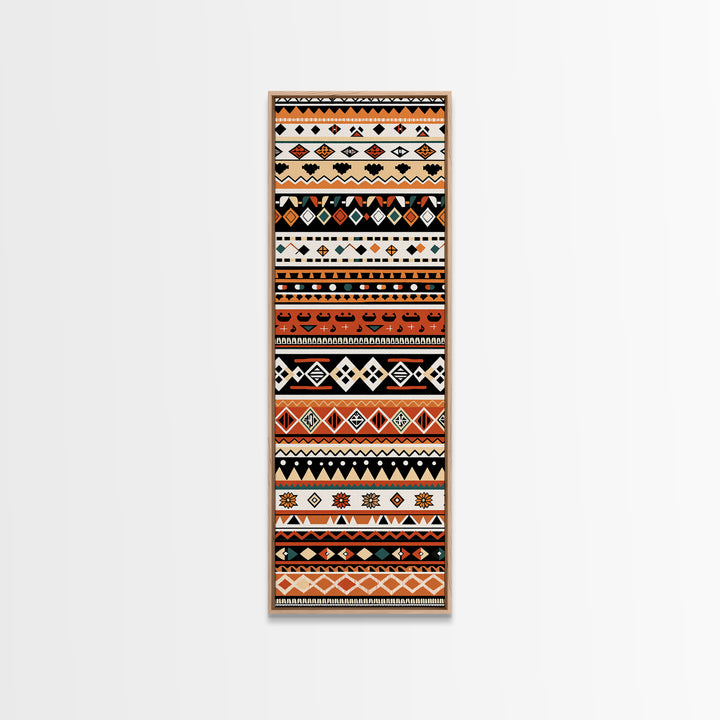 Orange Black And Teal African Patterns Wall Art, Tribal Textile Print, Ankara Inspired Decor, Boho Cultural Home Decoration