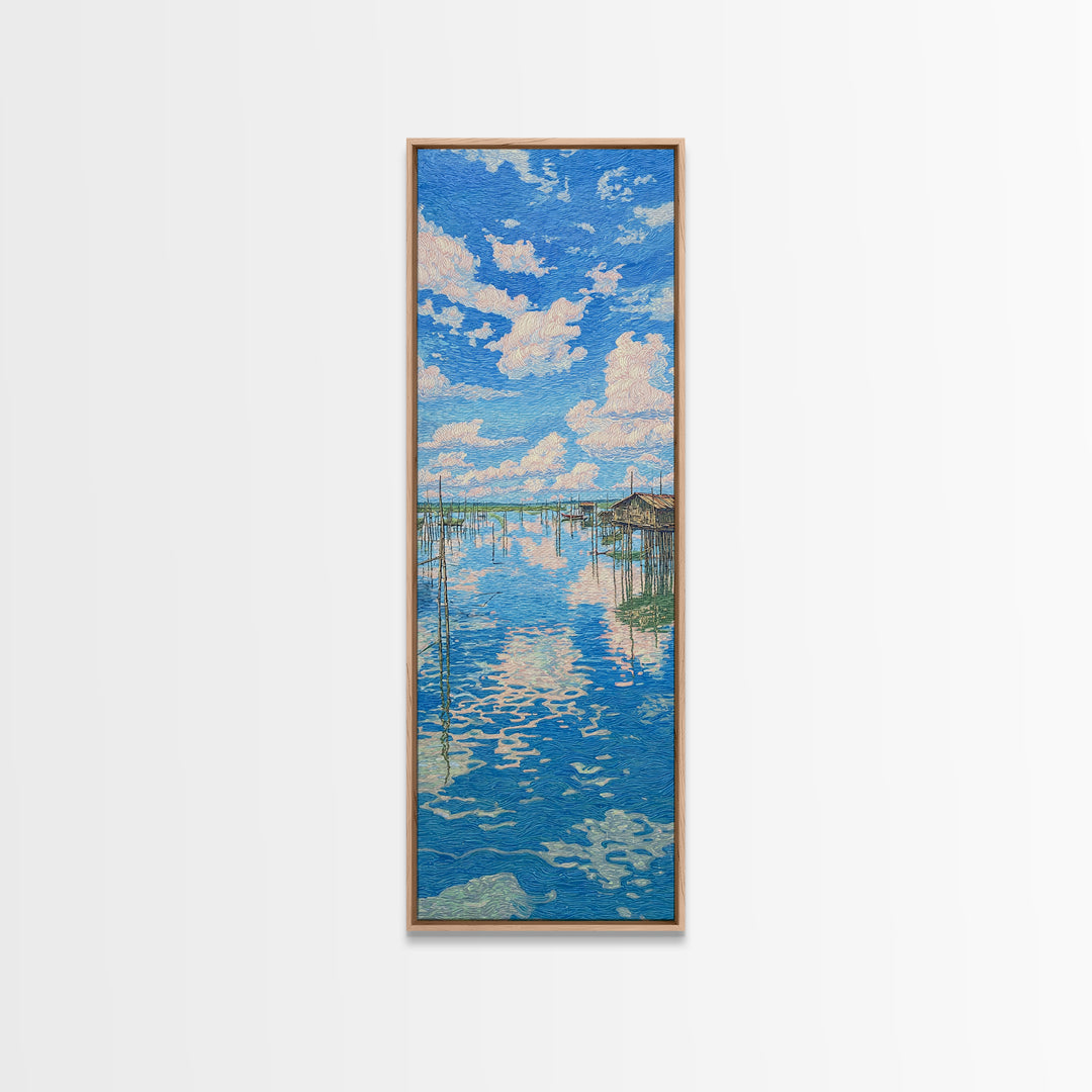 Sunlit African Lake Reflections Wall Art, Blue Landscape Canvas Print, Coastal Travel Poster, Peaceful Home Decor Gift Idea
