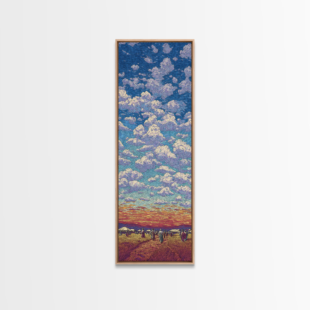 Sunset Cloud Prairie Landscape Framed Canvas Print, Dreamy Sky Wall Art, Nature Scene Art For Living Room Decor, Housewarming Gift