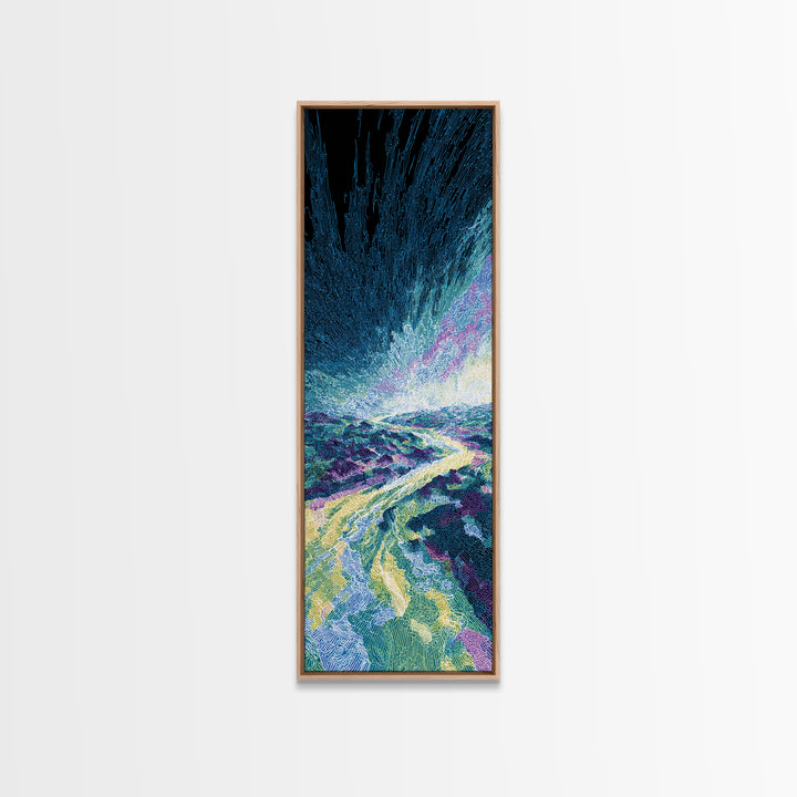 Blue Cosmic River Abstract Canvas Print, Mystical Wall Art, Modern Psychedelic Landscape, Unique Home Decor Gift For Him