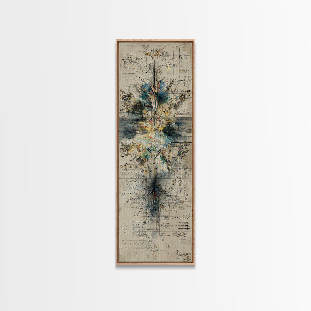 Architectural Geometry Abstract Wall Art, Blueprint Style Canvas Print, Modern Minimalist Office Decor, Statement Gift For Him
