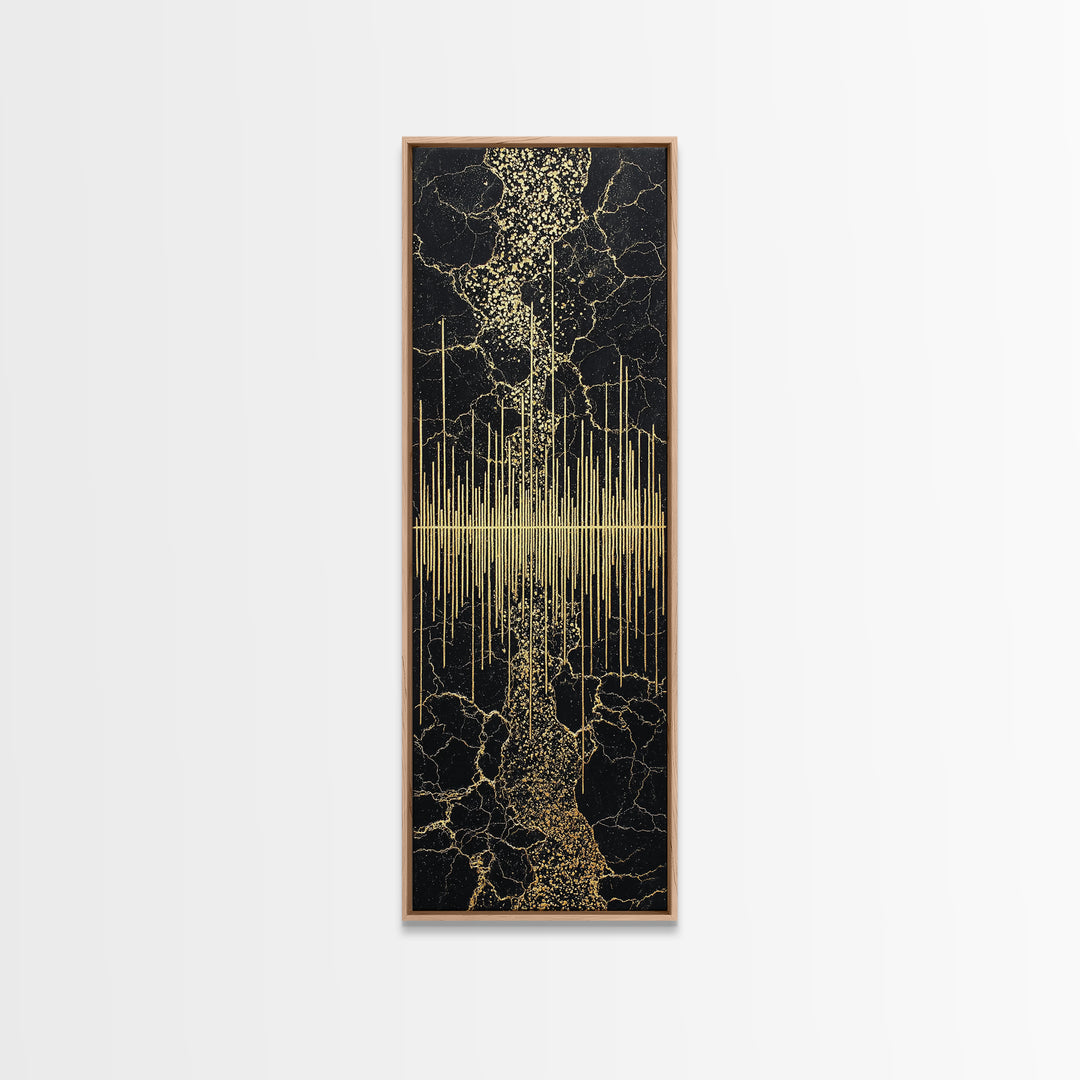 Black And Gold Abstract Soundwave Wall Art, Luxury Canvas Print, Modern Geometric Decor, Elegant Statement Home Decor Gift