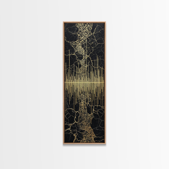 Black And Gold Abstract Soundwave Wall Art, Luxury Canvas Print, Modern Geometric Decor, Elegant Statement Home Decor Gift