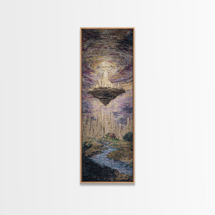 Luminous Floating Island Waterfall Celestial Sky Wall Art, Dreamy Nature Scene Art, Abstract Landscape, Living Room Decor