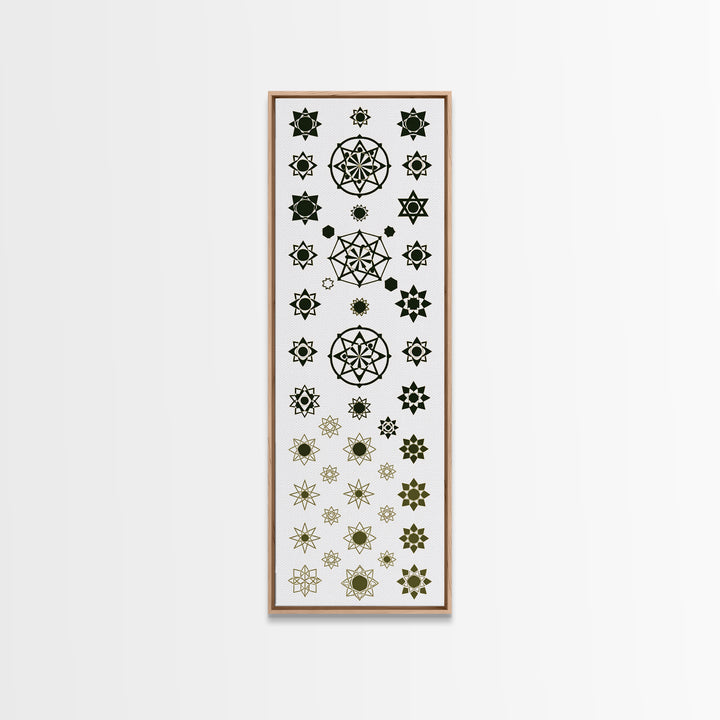 Sacred Geometry Star Pattern Canvas Print, Gold Green Mandala Wall Decor, Minimalist Art, Spiritual Wall Art, Boho Decor