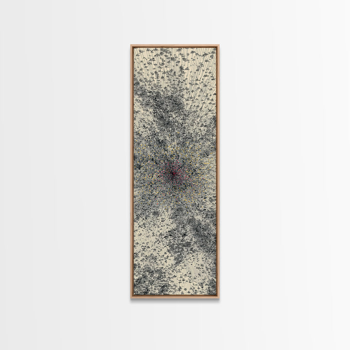 Abstract Cream Black Energy Burst Wall Art, Red Gold Center, Modern Abstract Art, Textured Art Print, Statement Wall Decor