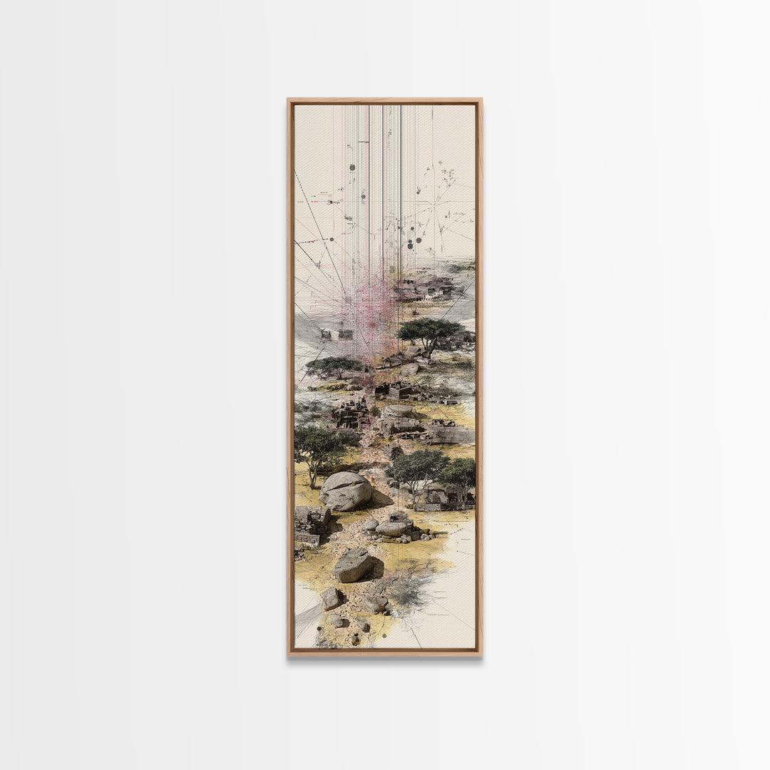 Minimal Acacia Savanna Abstract Landscape Wall Art, African Safari Print, Earth Tone Modern Canvas Decor, Unique Office Decor