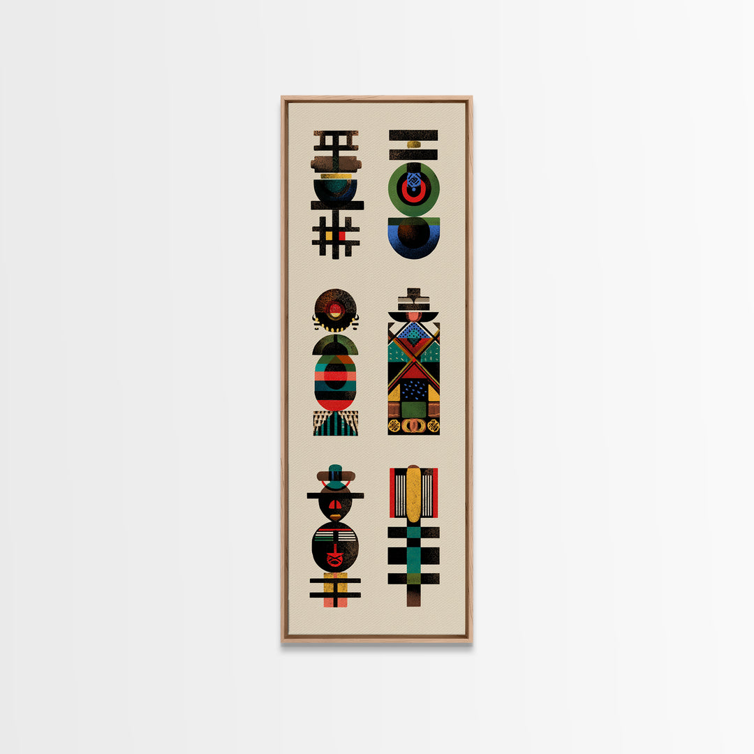 Abstract African Totem Wall Art, Geometric Tribal Symbols, Modern Afrocentric Decor, Ethnic Pattern Canvas For Home Gallery