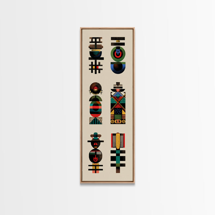 Abstract African Totem Wall Art, Geometric Tribal Symbols, Modern Afrocentric Decor, Ethnic Pattern Canvas For Home Gallery