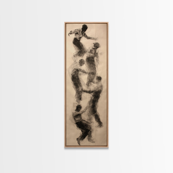 Charcoal Climbing Figures Wall Art, Abstract Black Bodies, Unity Movement Sketch, Minimalist African Decor For Living Room Art