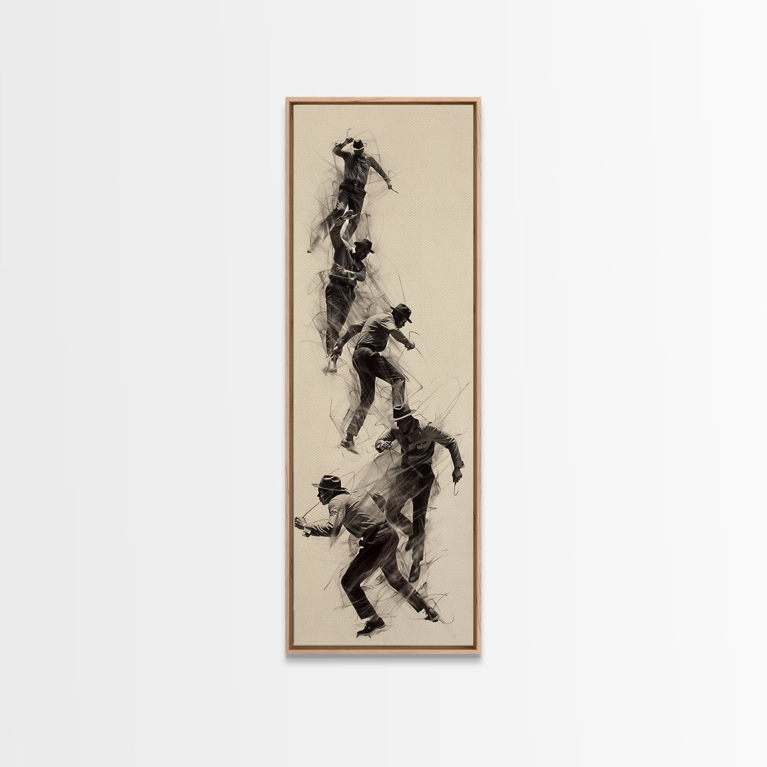 Dynamic African Climber Wall Art, Charcoal Motion Figures, Black Athlete Sketch, Modern Minimalist Decor For Home Gallery