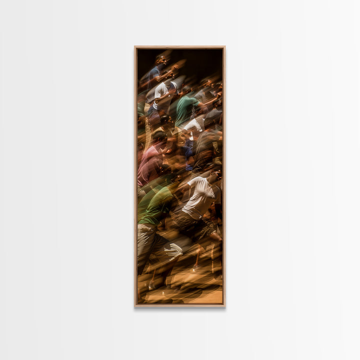 Blurred Crowd In Motion Canvas Print, Contemporary African People Art, Urban Wall Decor, Vibrant Statement Living Room Art